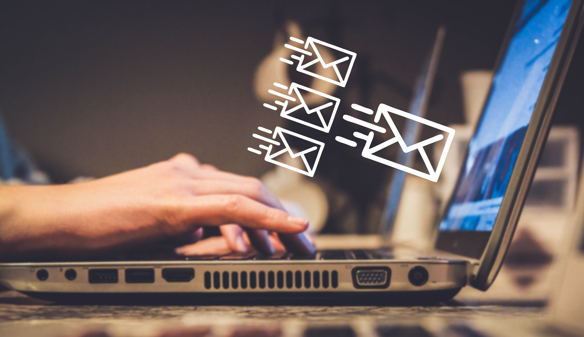 newsletter concept or email marketing, sending e-mails